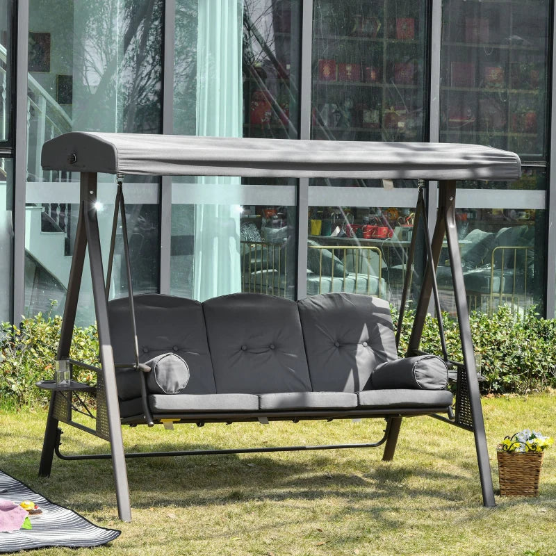 Outsunny Garden Swing Seat 3 Seater Grey