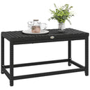 Outsunny Outdoor Coffee Table, PE Rattan Side Table W/ Plastic Board, Black