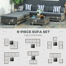 Outsunny Rattan Furniture Sofa Set - Grey