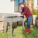 Outsunny Garden Wooden Planter Flower Raised Bed, Dark Grey