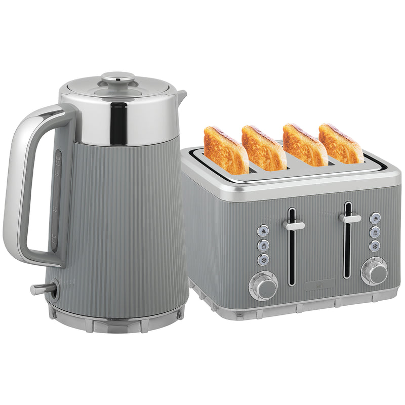 HOMCOM 1.7L 3000W Rapid Boil Kettle and 4 Slice Toaster Set Crumb Tray