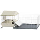 PawHut Small Animal Cage, Guinea Pig Cage with Removable Pet Playpen, Beige