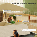 PawHut Small Animal Cage, Guinea Pig Cage with Removable Pet Playpen, Beige