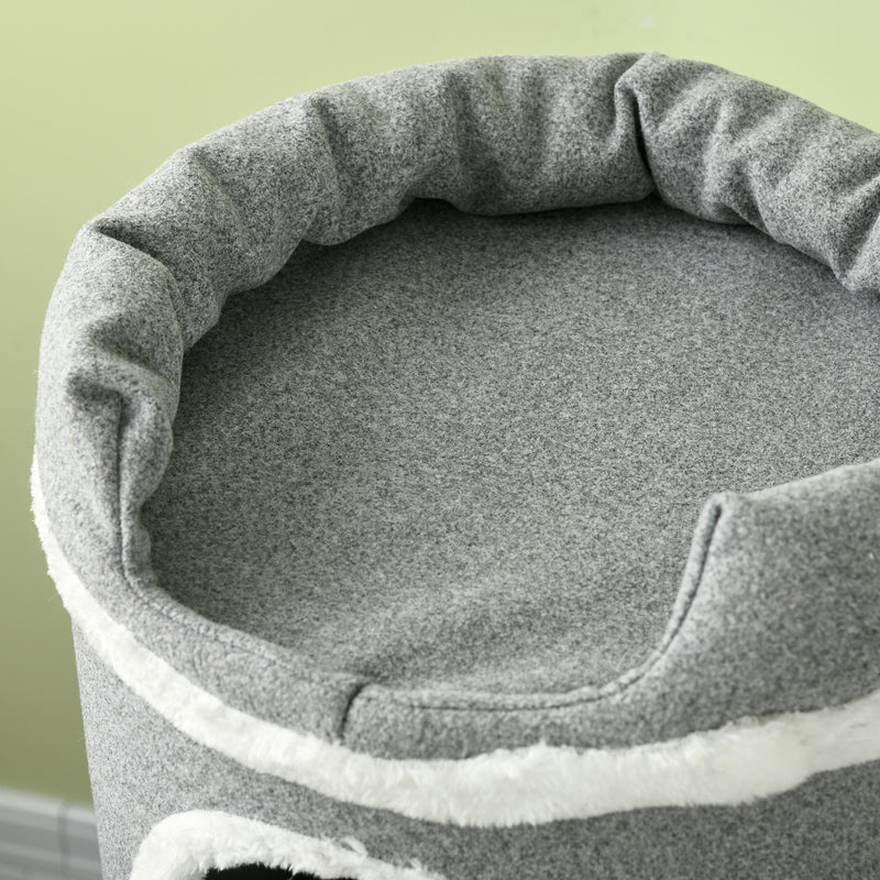 PawHut Barrel Shaped Cat Tree For Indoor Cats With Sisal Scratching Posts, Grey