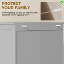 HOMCOM Kitchen Cupboard Storage Cabinet Adjustable Shelves, Glass Door, Grey
