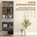 HOMCOM Kitchen Cupboard Storage Cabinet Adjustable Shelves, Glass Door, Grey