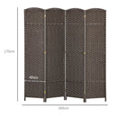 HOMCOM 4 Panel Folding Room Divider, Privacy Screen, 160 x 170cm, Brown