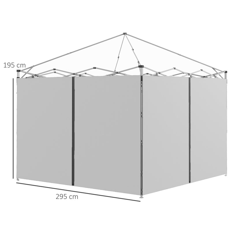 Outsunny 3x3(m) or 3x6m Pop Up Gazebo Side Panels with Zipped Doors, Grey