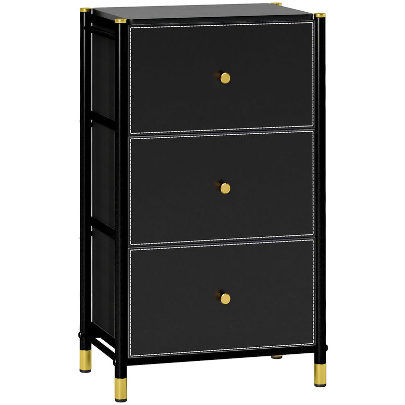 HOMCOM Chest of Drawers with 3 Drawers for Bedroom, Living Room, Black