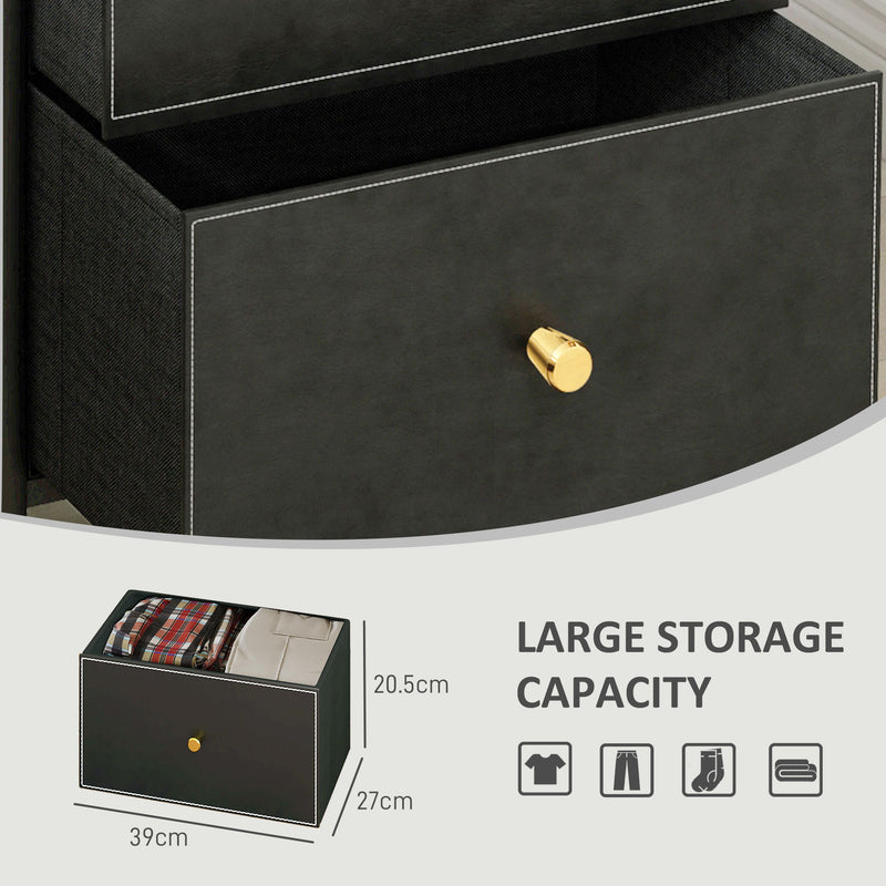 HOMCOM Chest of Drawers with 3 Drawers for Bedroom, Living Room, Black