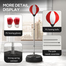 HOMCOM Punching Bag with Stand Boxing Bag Set with Adjustable Height Red