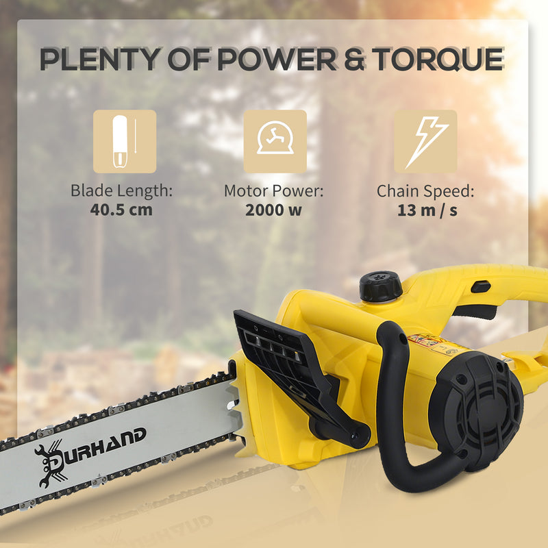 DURHAND Electric Chainsaw Garden Tools, 2000 W, 40 Cm Blade For Wood