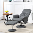 HOMCOM PU Leather Armchair And Footrest Swivel Recliner W/ Ottoman Light Grey/Cream/Dark Grey