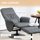 HOMCOM PU Leather Armchair And Footrest Swivel Recliner W/ Ottoman Light Grey/Cream/Dark Grey