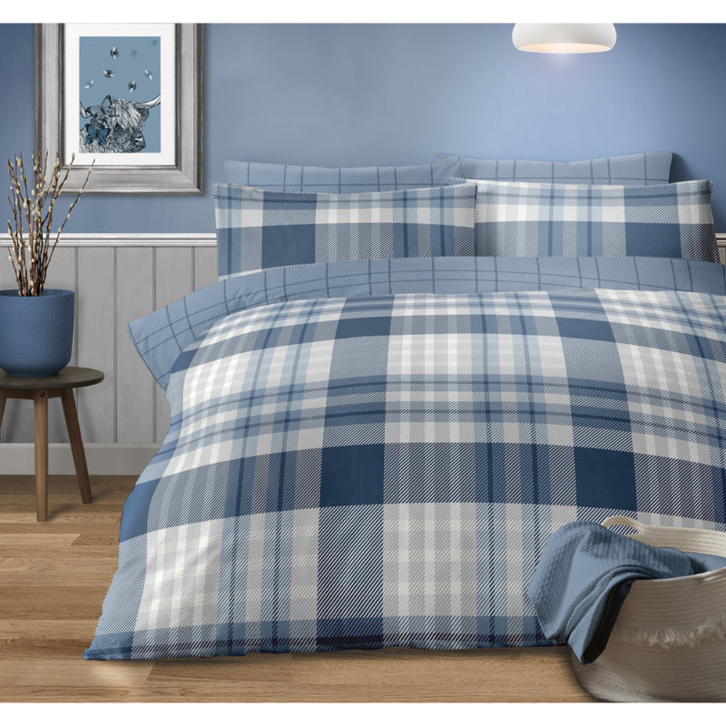 Lewis's Stockbridge Brushed Cotton Duvet Set -Blue