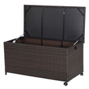 190L Deck Storage Box Patio Rattan Storage Container With 2 Wheels