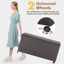 190L Deck Storage Box Patio Rattan Storage Container With 2 Wheels