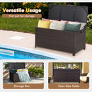 190L Deck Storage Box Patio Rattan Storage Container With 2 Wheels