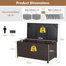 190L Deck Storage Box Patio Rattan Storage Container With 2 Wheels