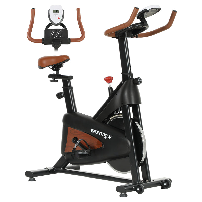 SPORTNOW Quiet Stationary Exercise Bike with Adjustable Seat, White