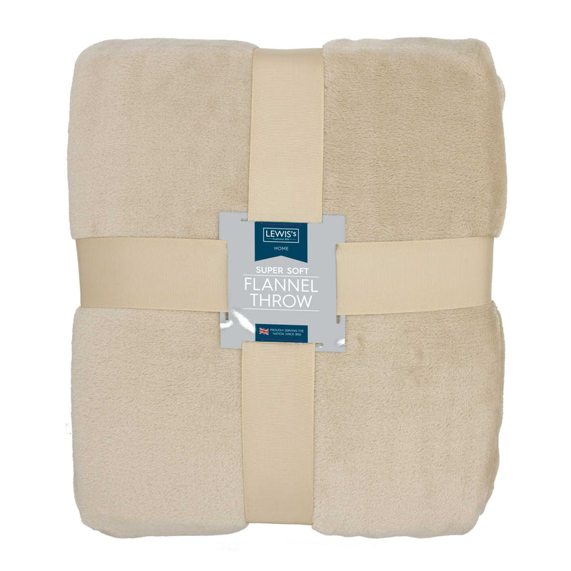 Lewis's Super Soft Flannel Throw - Natural (245cm x 280cm)