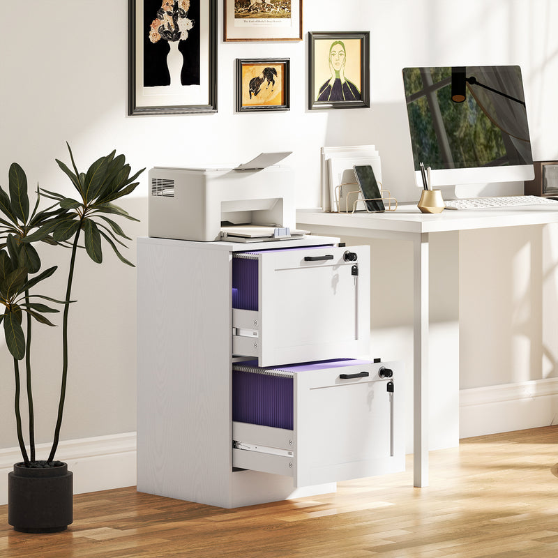 HOMCOM File Cabinet, Lockable Filing Cabinet For A4 Letter, White