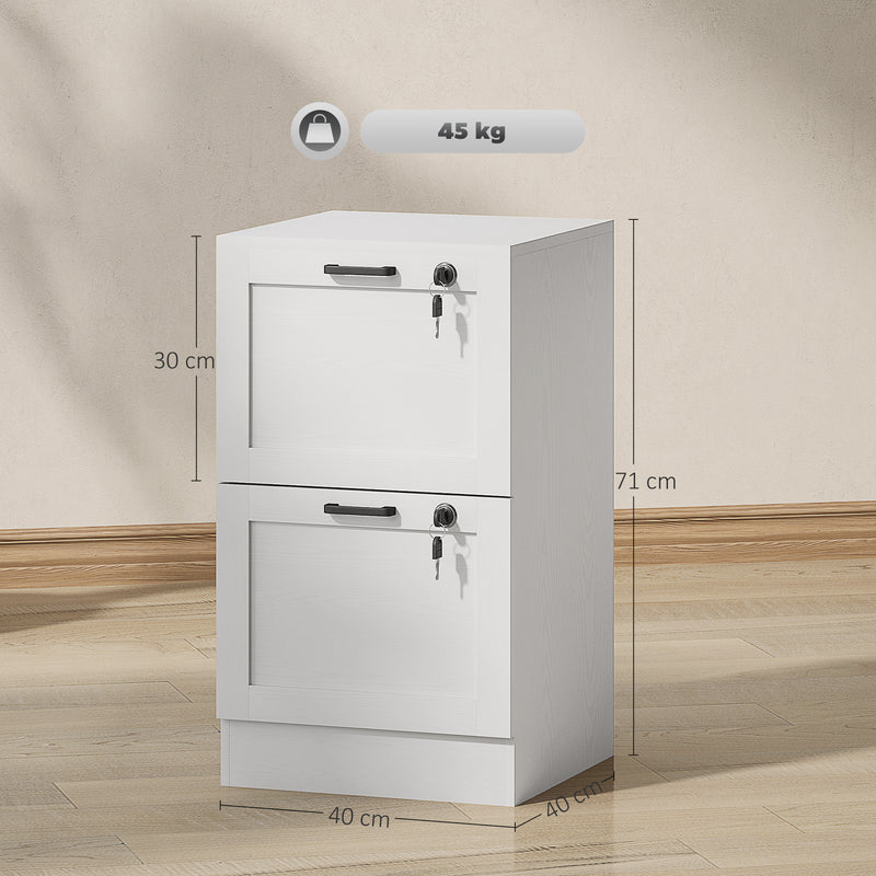 HOMCOM File Cabinet, Lockable Filing Cabinet For A4 Letter, White
