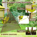 4-in-1 Swing Set with Height Adjustable Baby Seat, Metal Stand and Ground Stakes-Green