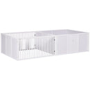 PawHut Wooden Dog Pen Pet Playpen 7 Panels Puppy Pen for Indoors - White