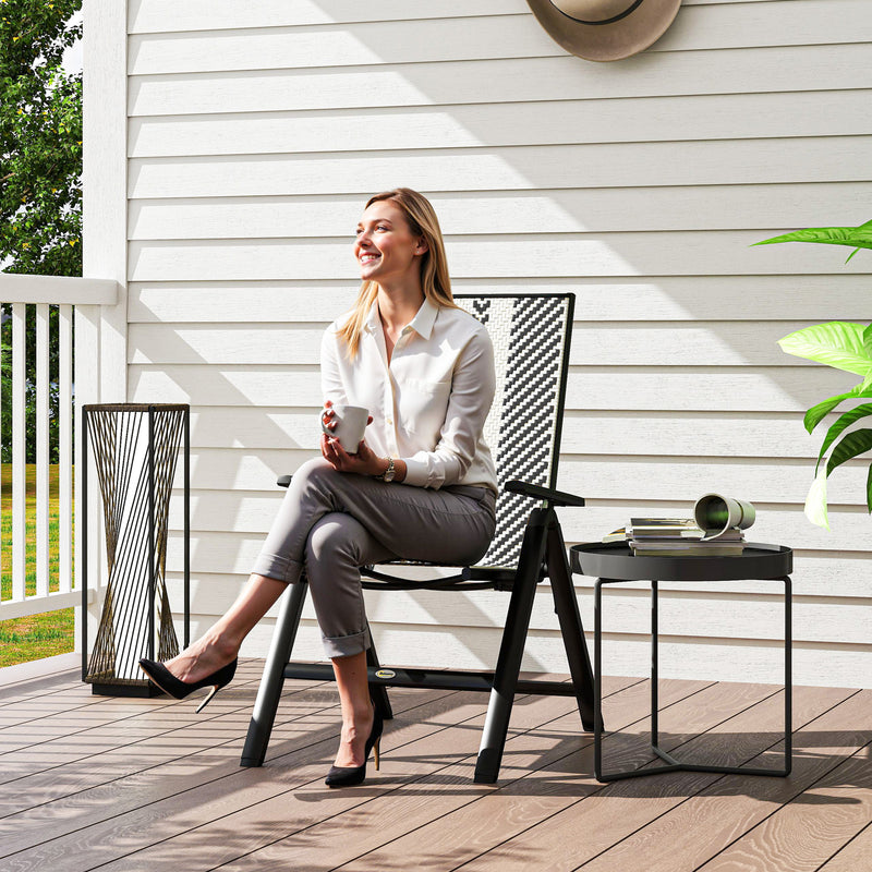 Outsunny Rattan Folding Chair w/ 5-Position Adjustable Backrest