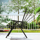 Outsunny Rattan Folding Chair w/ 5-Position Adjustable Backrest