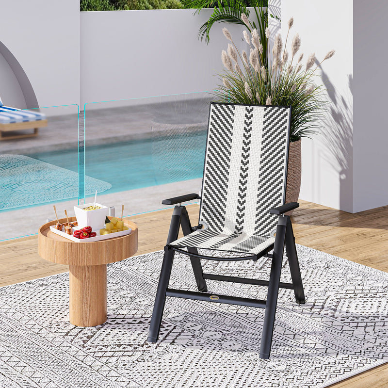 Outsunny Rattan Folding Chair w/ 5-Position Adjustable Backrest