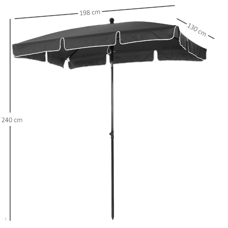 Outsunny Tilt Parasol 2m x 1/3m - Grey