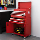 HOMCOM Top Chest And Roller Cabinet Combo Metal Tool Cabinet On Wheels - Black/Blue/Red