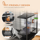 PawHut Large Hamster Cage, Rat Cage W/ Wheels, Tubes, Storage Shelf, Ramps