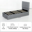 HOMCOM Upholstered Ottoman Bed, 3ft Single Storage Bed Frame, Grey