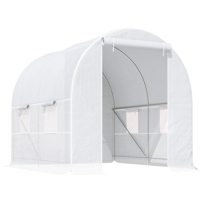 Outsunny Greenhouse Polytunnel 2.5 x 2 x 2 m - White