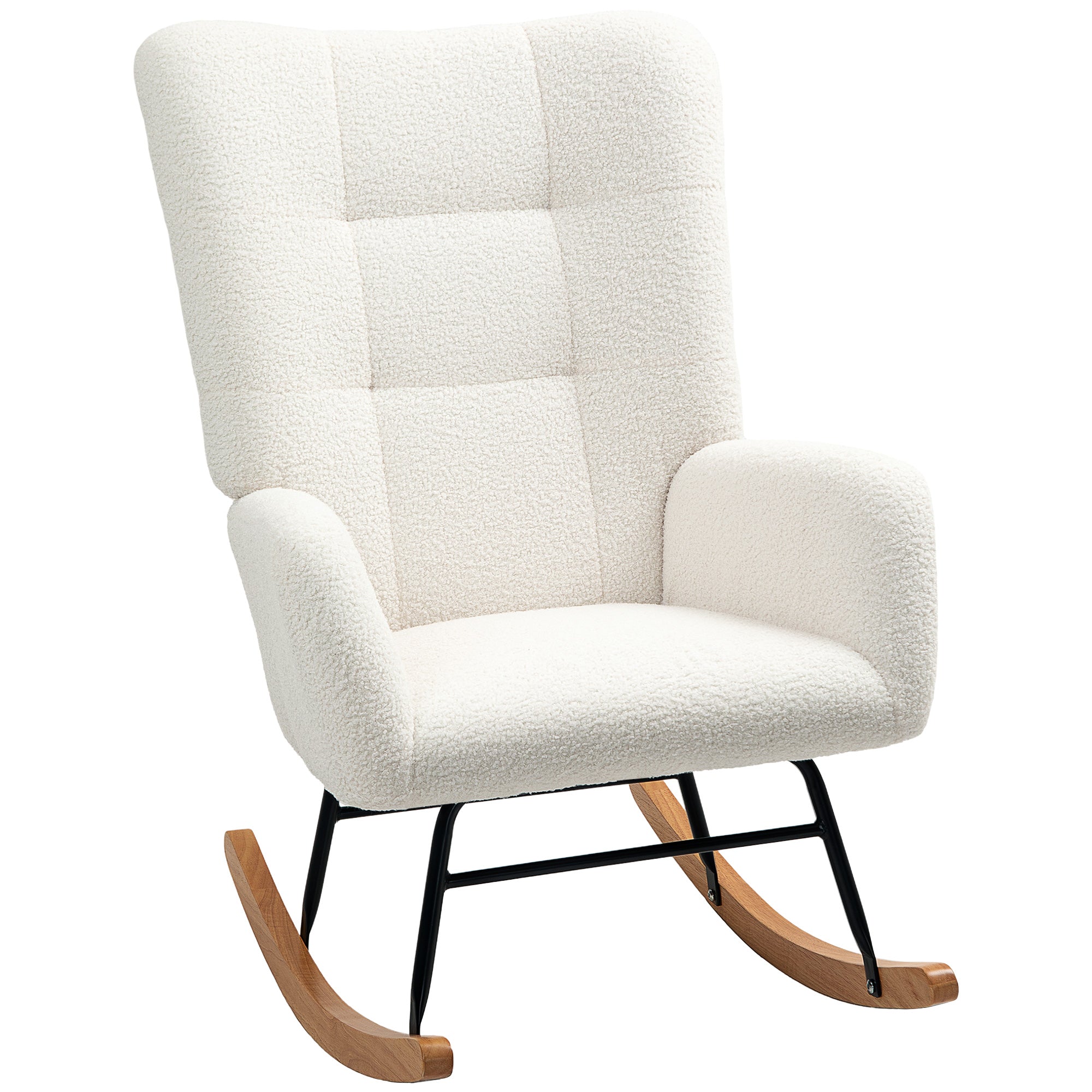 HOMCOM Rocking Chair, Modern Armchair With Backrest For Bedroom