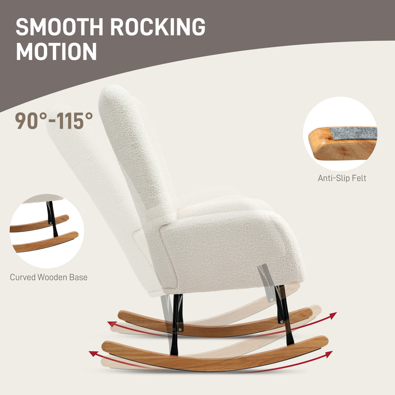 HOMCOM Rocking Chair, Modern Armchair with Backrest for Bedroom
