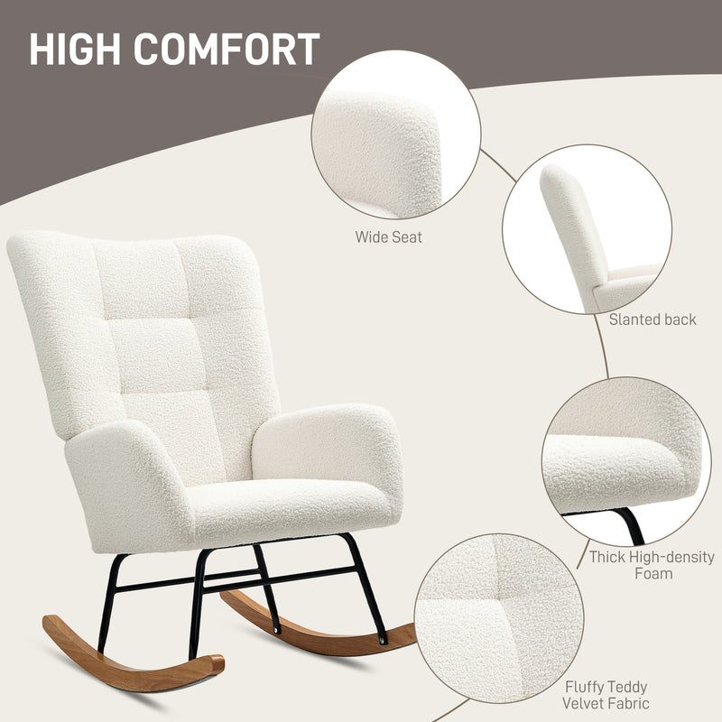 HOMCOM Rocking Chair, Modern Armchair with Backrest for Bedroom