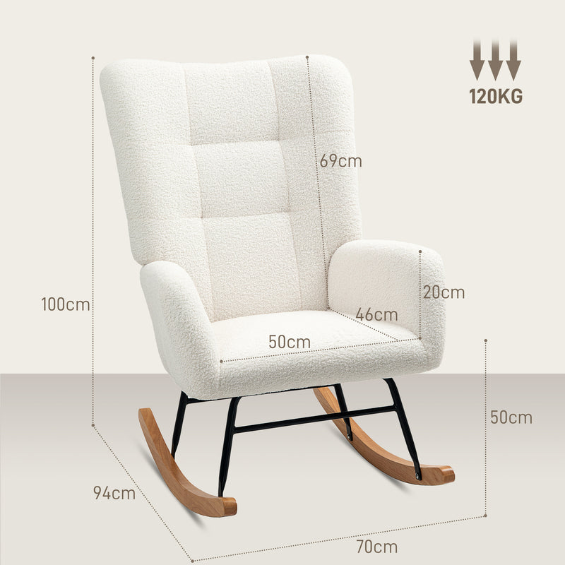 HOMCOM Rocking Chair, Modern Armchair with Backrest for Bedroom