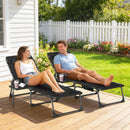 Outsunny Folding Sun Loungers With 5-Level Back, Cup Holder, Black