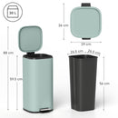 HOMCOM 30L Kitchen Bin, Pedal Bin with Lid, Removable Inner Bucket, Green