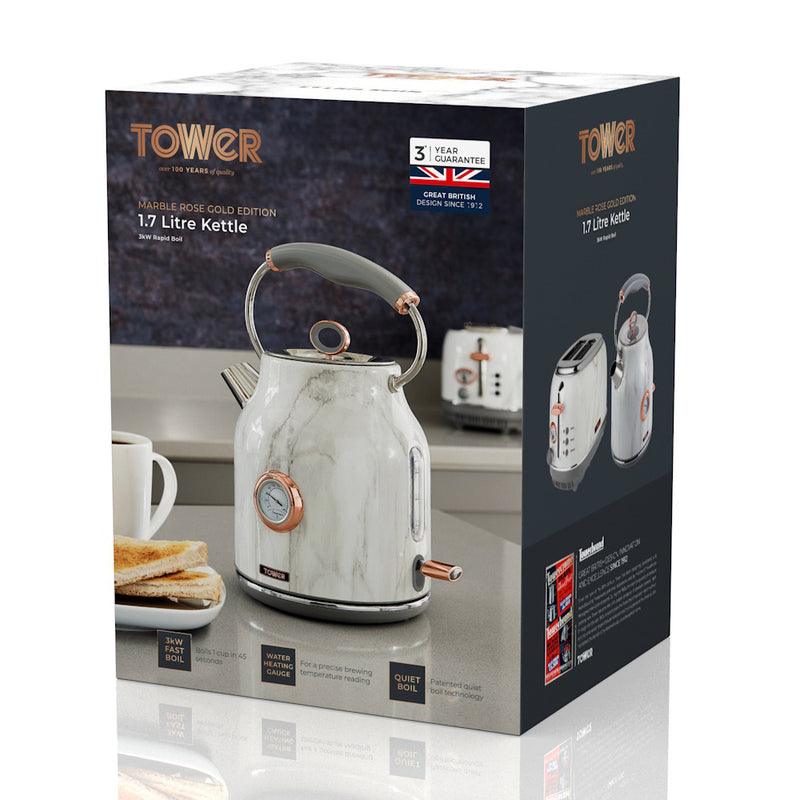 Tower Rose Gold Kettle 3kW 1.7L  - White