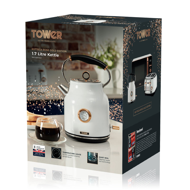 Tower Rose Gold Kettle 3kW 1.7L  - White