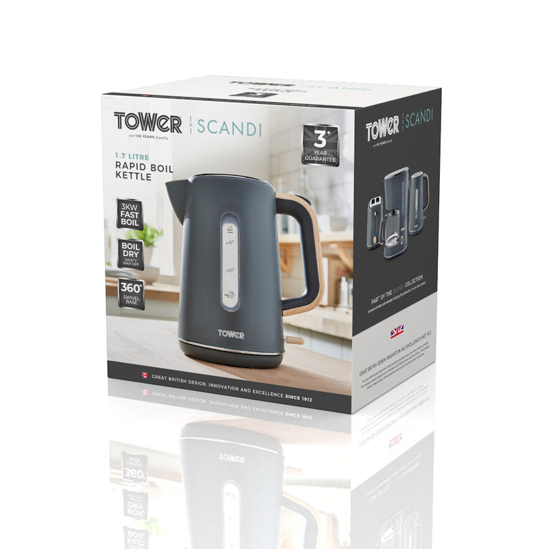 Tower Scandi Kettle 3kW 1.7L  - Grey