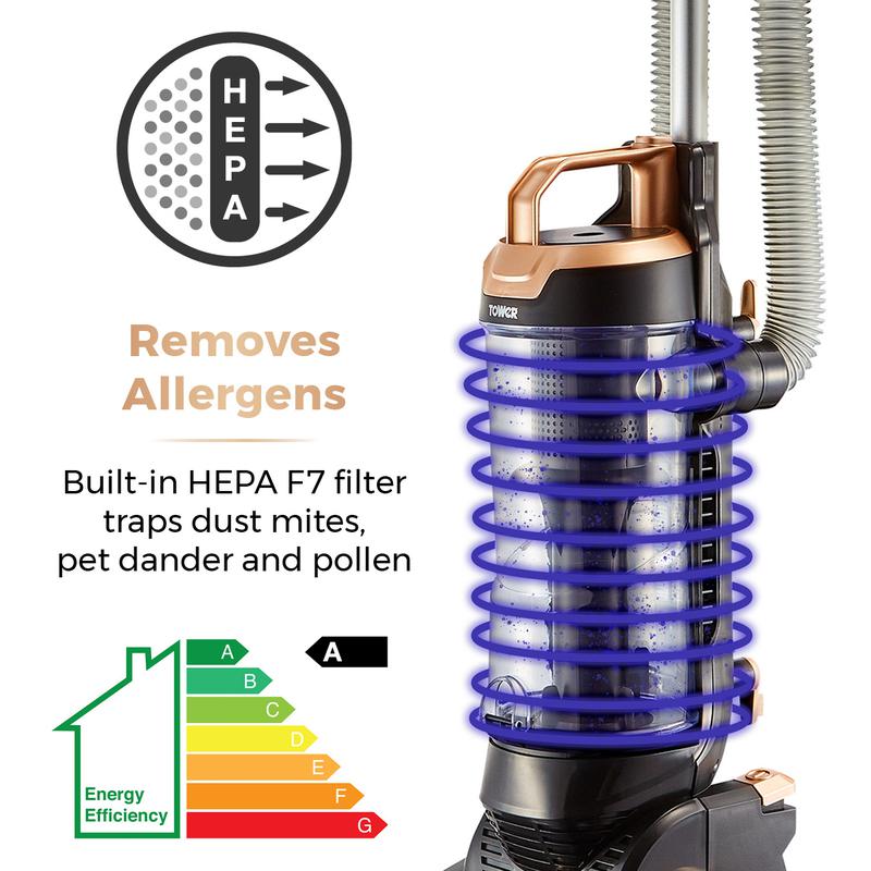 Tower Bagless Upright Vacuum Cleaner - Rose Gold