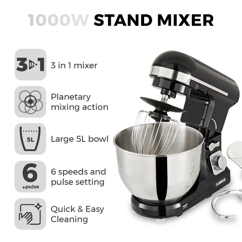 Tower Stand Mixer 1000W  - Black