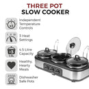 Tower Slow Cooker Three Pot  - Black