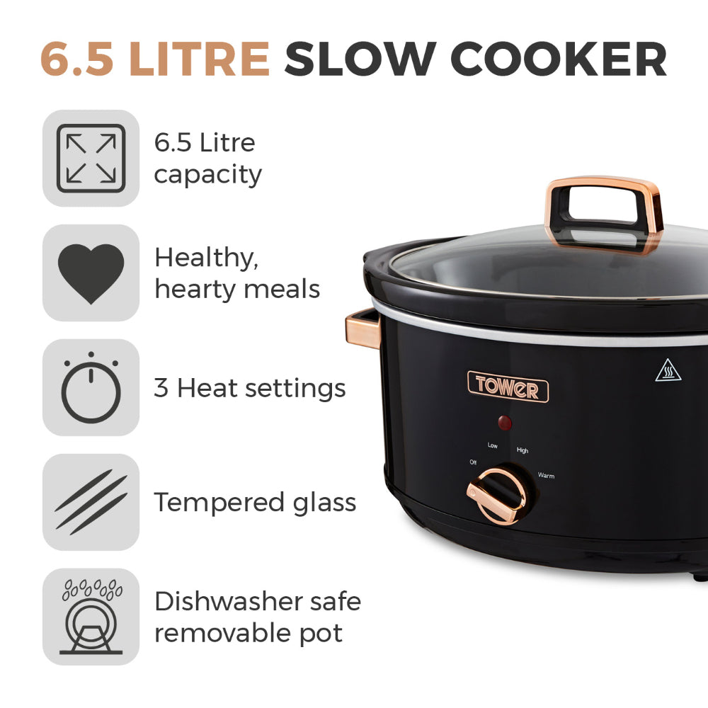 Tower Rose Gold Slow Cooker 6.5L Rose Gold
